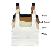 Ribbed Square Neck Cropped Tank Top